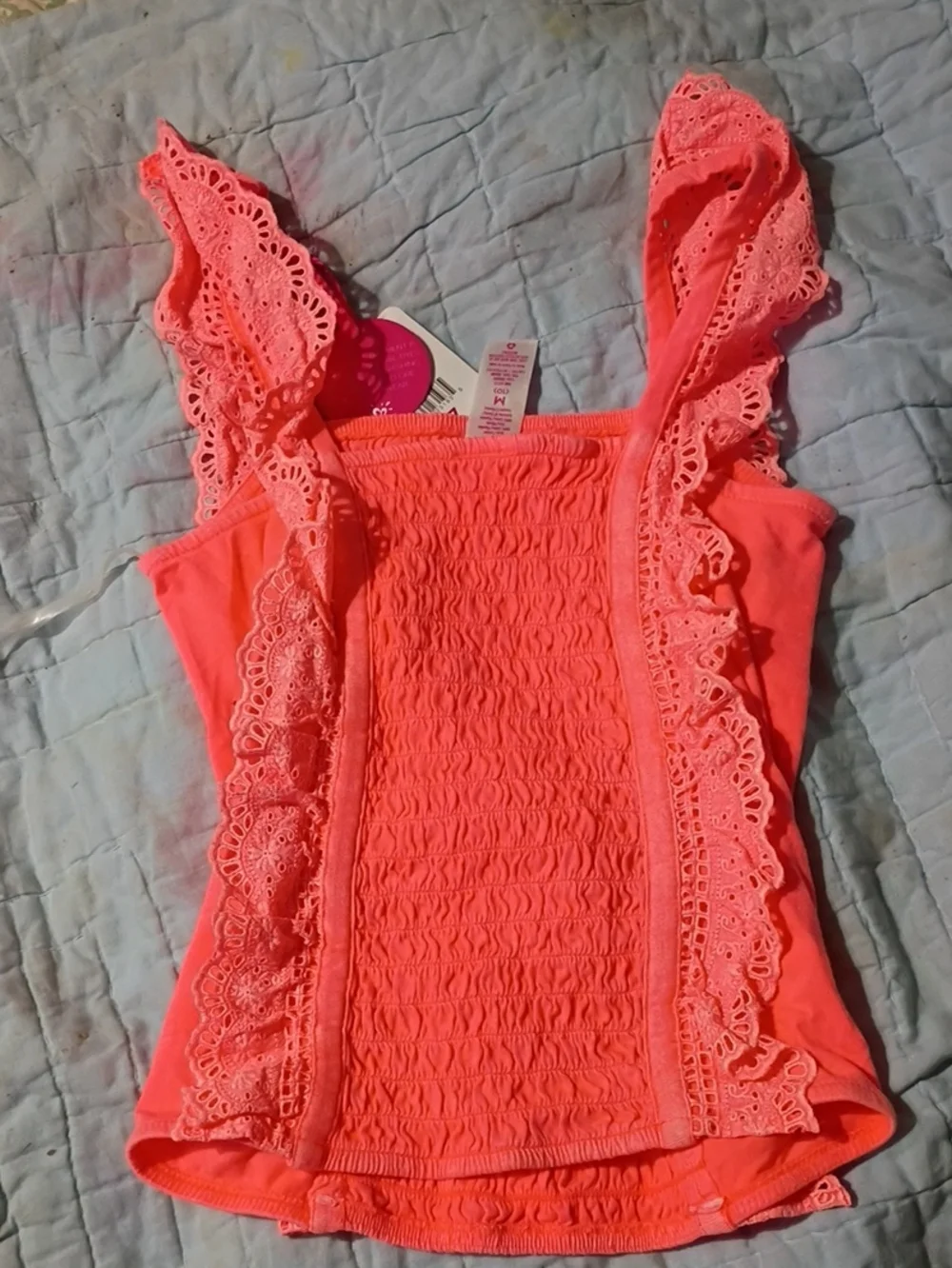 New Justice Girls Size 10 Medium Coral Fashion Grommet tank .